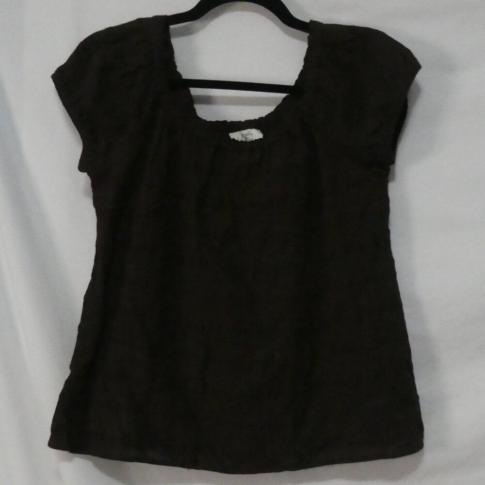 ANN TAYLOR LOFT Petites Chocolate Brown Cap Sleeve Scoop Neck Blouse - Size SP